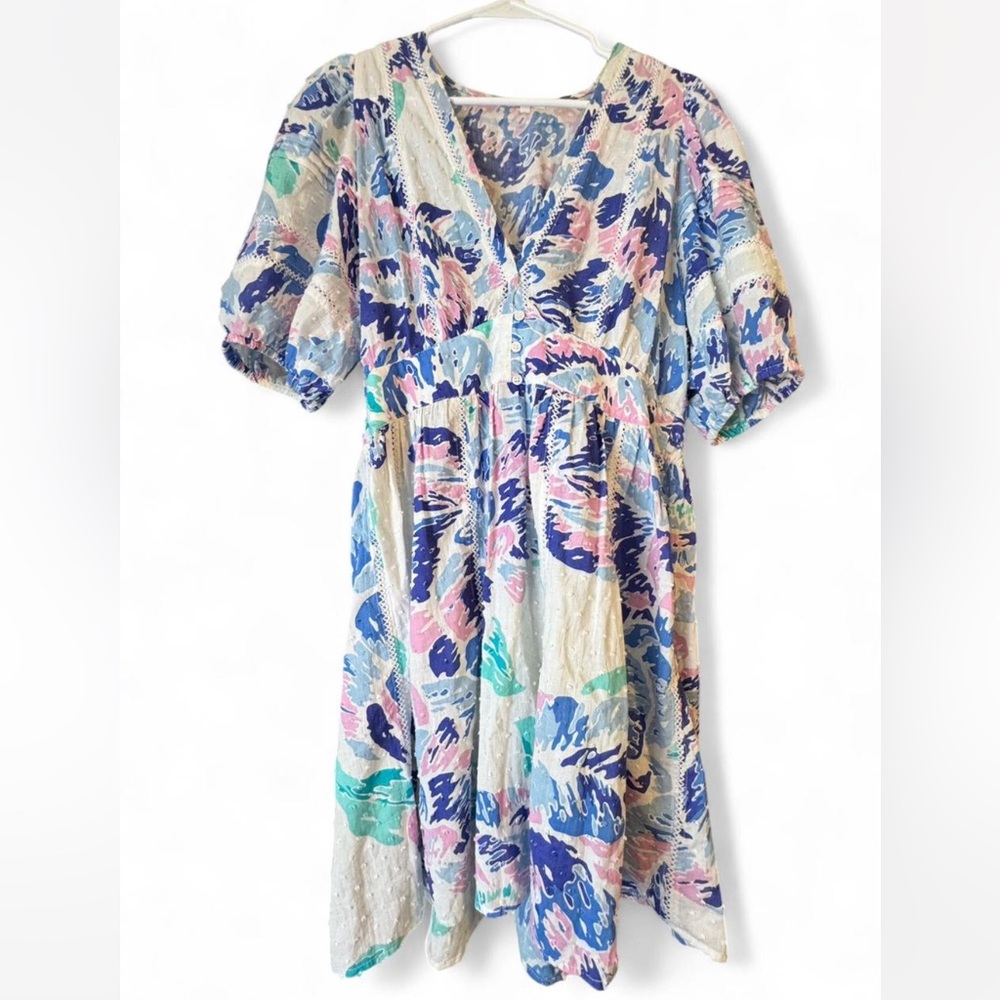 Poupette St. Barth Blue and Pink Patterned Dress